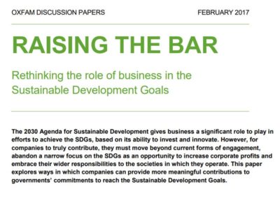 Raising the Bar: Rethinking the role of business in the Sustainable Development Goals