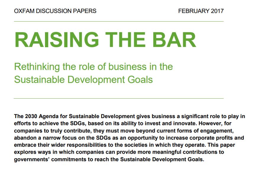 Raising the Bar: Rethinking the role of business in the Sustainable Development Goals