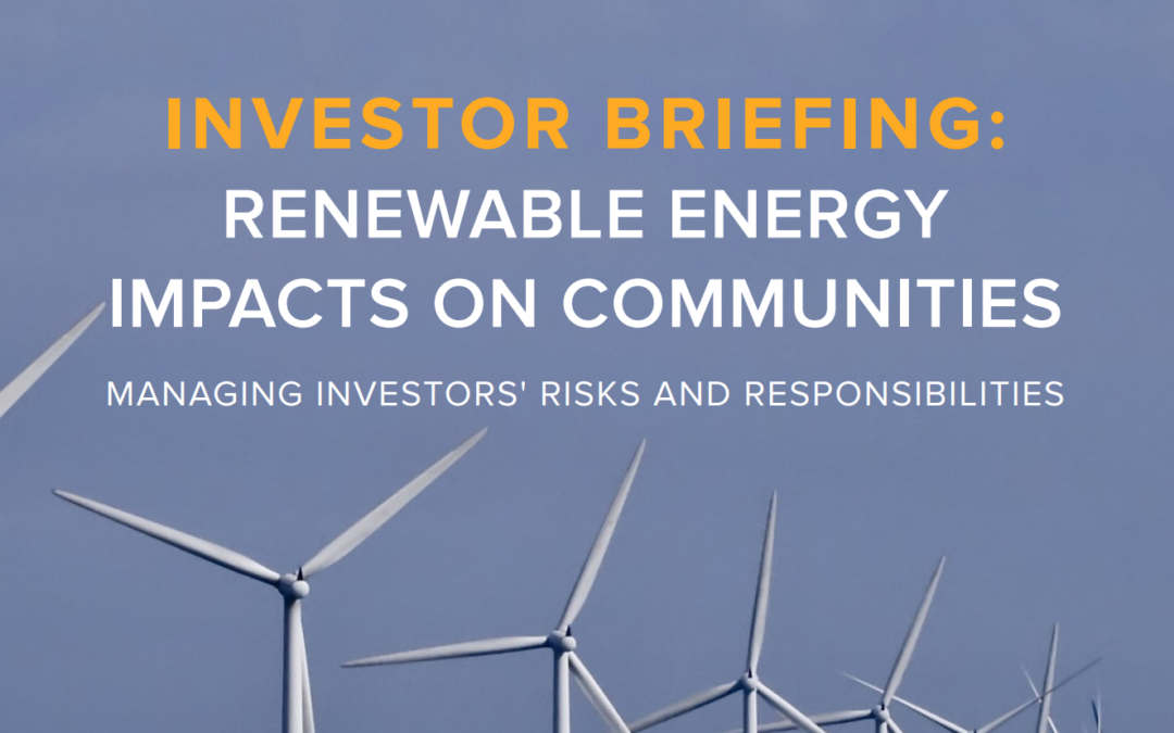 Investor briefing: Renewable energy impacts on communities