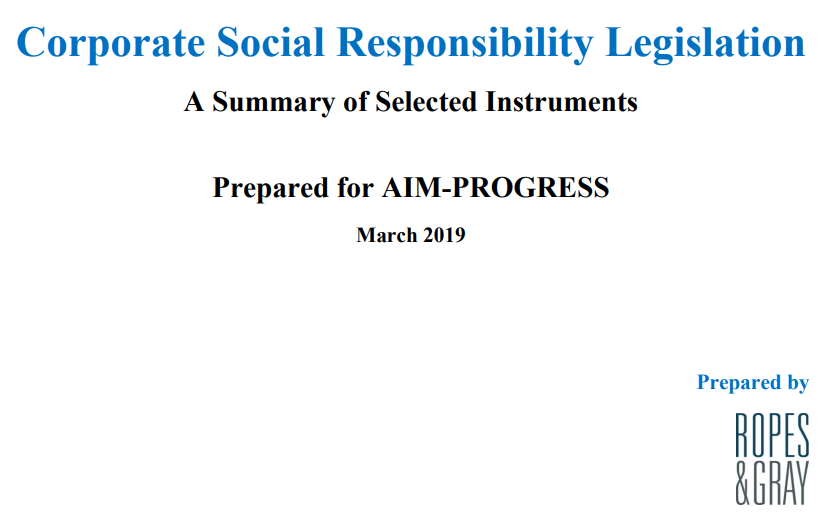 Corporate Social Responsibility Legislation – A Summary of Selected Instruments