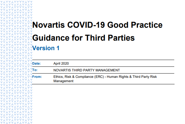 Novartis COVID-19 Good Practice Guidance for Third Parties